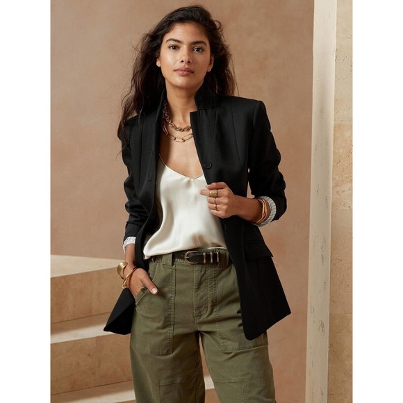 Banana Republic Jackets & Blazers - Banana Republic Riding Jacket Structured Lido Blazer Black Slim Fit